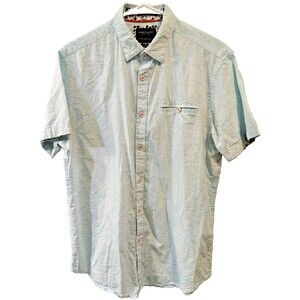 Mens Denim & Flower Ricky Singh Blue-Green Button Down Shirt sz M Slim Fit